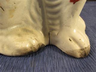 ANTIQUE PAIR OF 19TH CENTURY STAFFORDSHIRE WHITE & RED SPANIELS 13